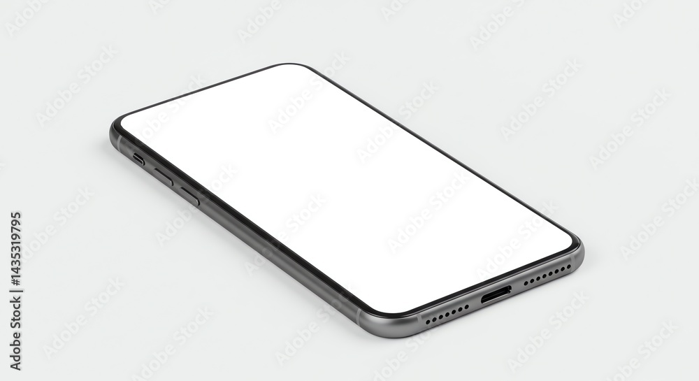 Mobile Phone with Blank Screen on White Background for App Mockup Mobile Phone with Blank Screen on White Background for App Mockup