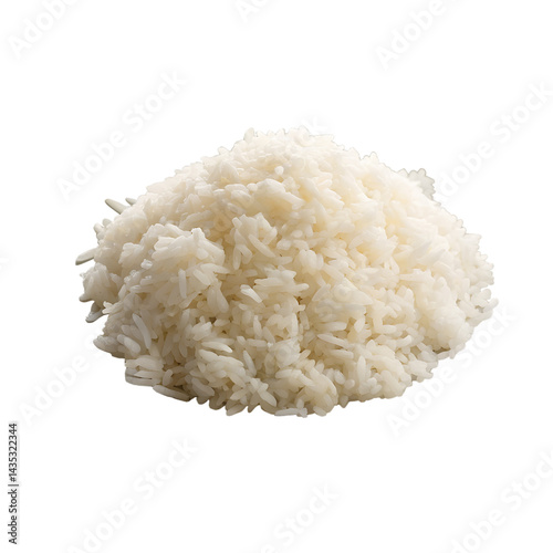 White Rice Plate on White Background