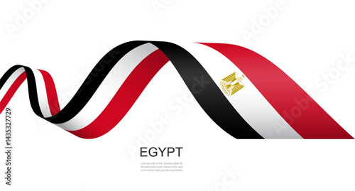 Egypt flag on a waving ribbon, Egyptian Independence Day concept design.
