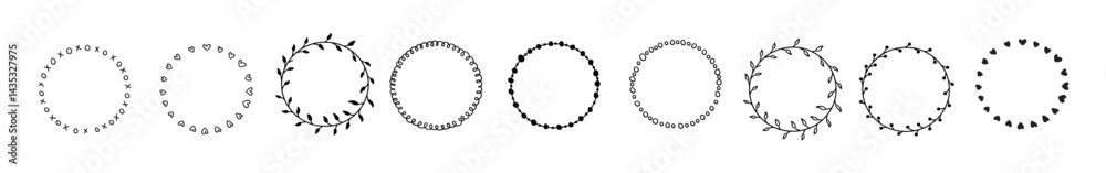 Set of Hand Drawn Spring Wreaths Set of Hand Drawn Spring Wreaths