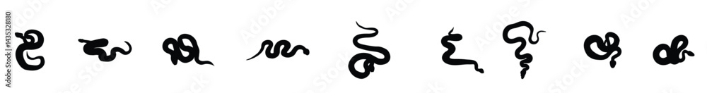 Obraz premium Set of snakes in a variety of positions.