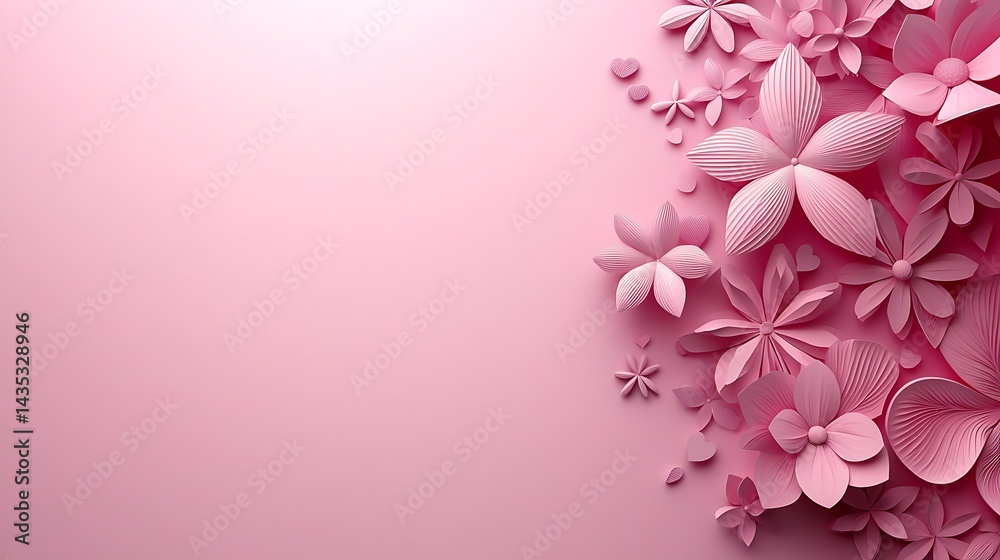 Pink Paper Flowers Background. (3)