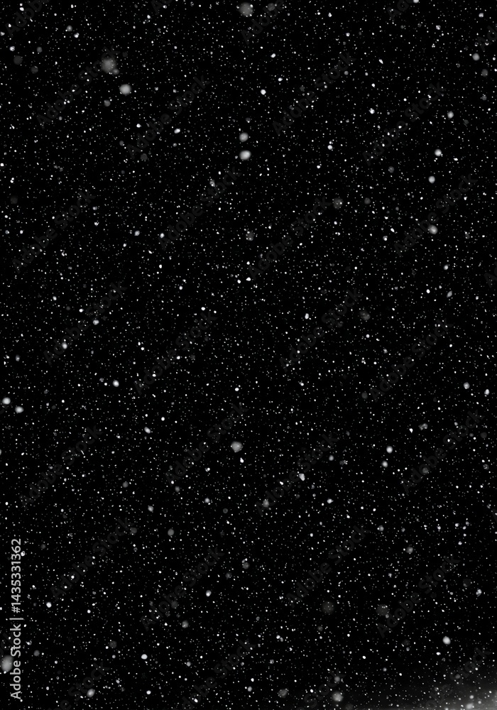Falling Snowflakes on Black Background Winter Scene Falling Snowflakes on Black Background Winter Scene