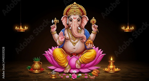 Ganesha, Hindu God of Beginnings, Wisdom, and Remover of Obstacles