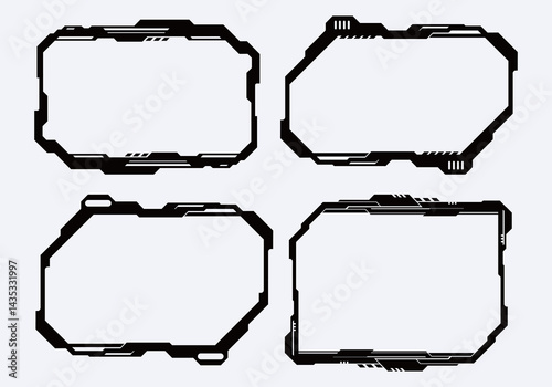 HUD futuristic frame border line lace game streetwear elements pack panel cyber sci-fi, icon cyberpunk interface editable
