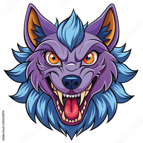 Angry Cartoon Wolf Head