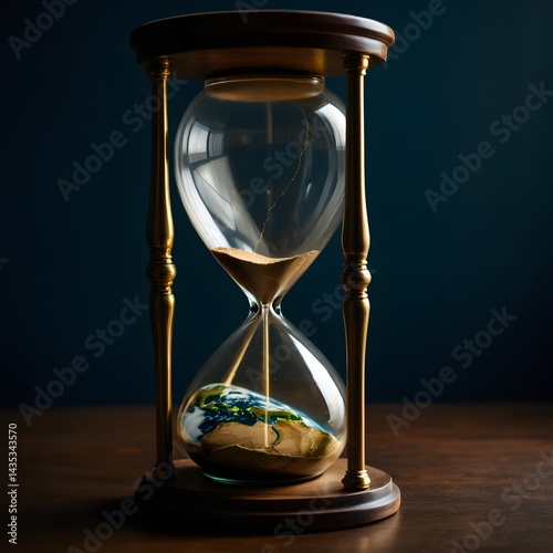 Obraz na płótnie Hourglass with Earth Depiction in Sand w salonie