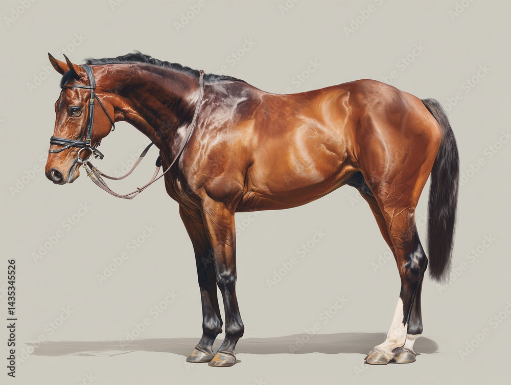 Obraz premium Elegant Brown Horse Standing Gracefully in a Studio Setting