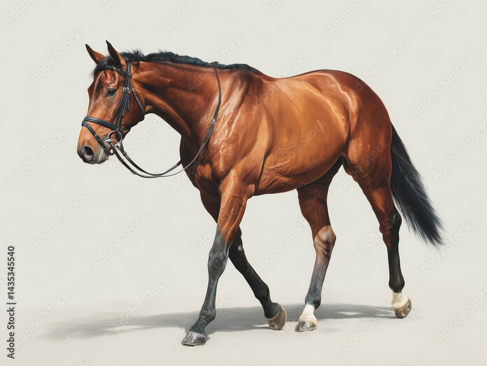 Obraz premium Elegant Brown Horse Standing Gracefully in a Studio Setting