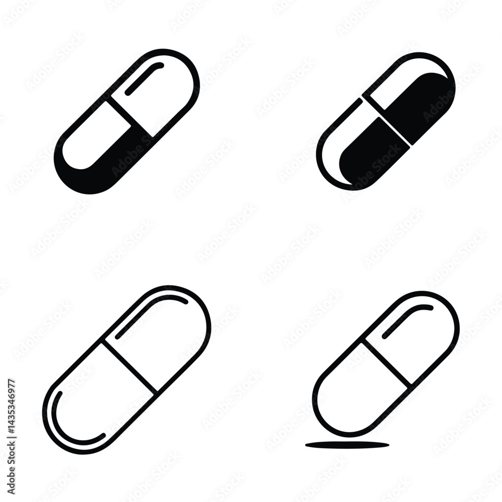 A silhouette Single one line Medicine vector set on a white background A silhouette Single one line Medicine vector set on a white background