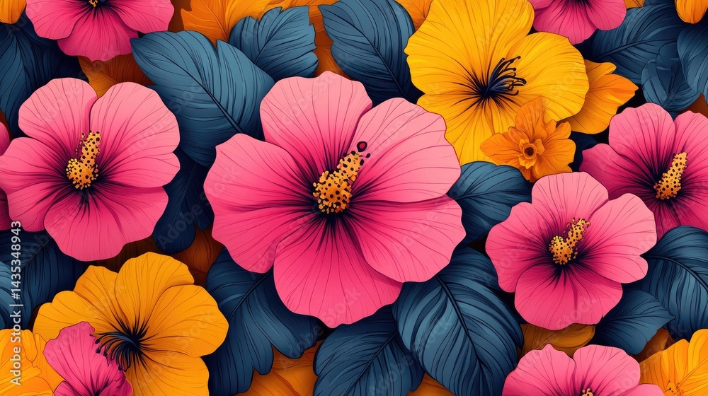 Obraz premium Vibrant floral pattern with various colors