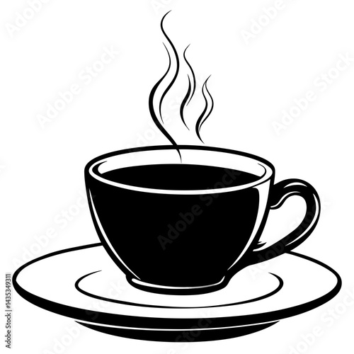 A steaming cup of coffee placed neatly on a matching saucer
