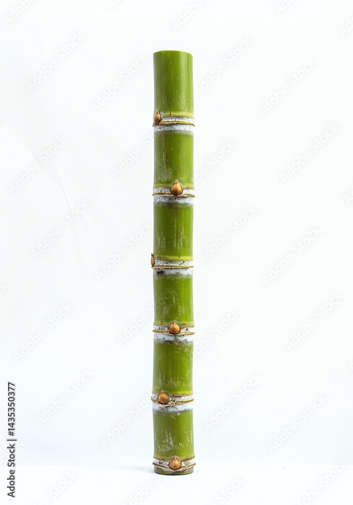 Fototapeta premium Standing Green Sugarcane Isolated on White Background