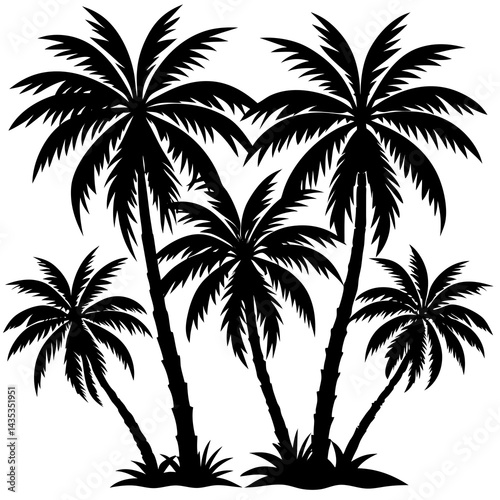 Palm trees silhouette vector set