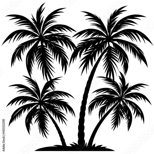 Palm trees silhouette vector set