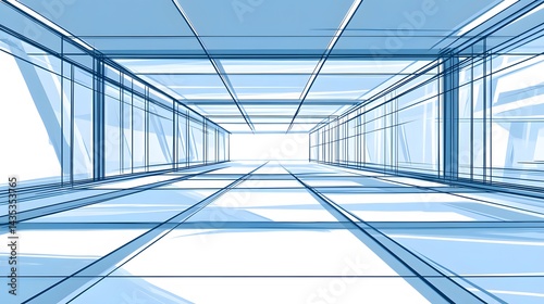 Abstract Modern Building Architecture Sketch Blueprint Design
