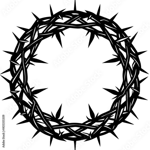 Crown of thorns vector silhouette on a white background