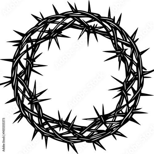 Crown of thorns vector silhouette on a white background