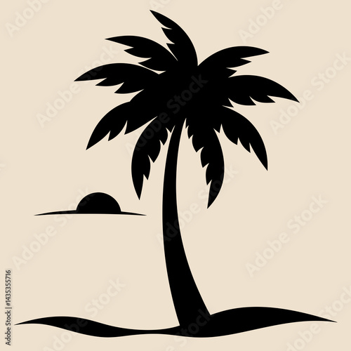 Palm tree silhouette on the beach