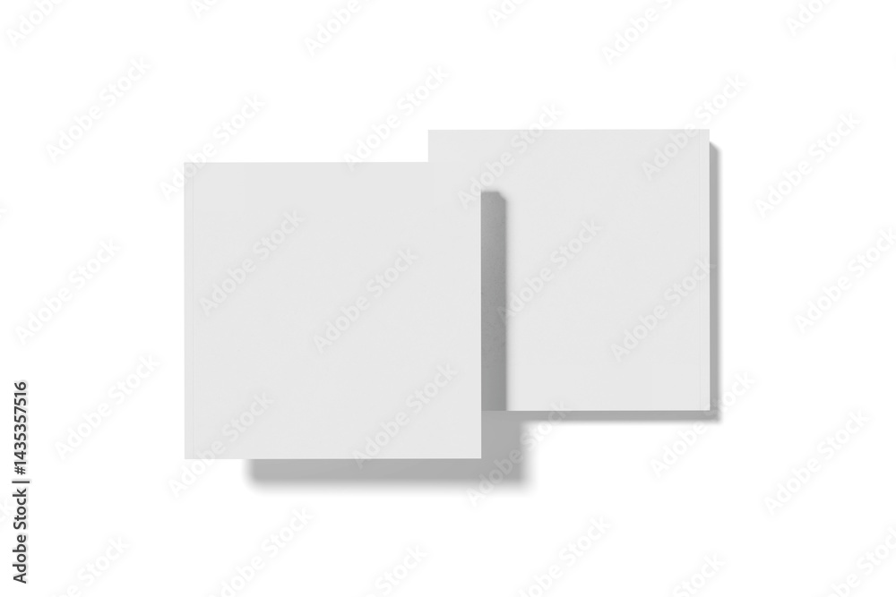 Blank Square hard cover book mockup isolated on soft gray background, 3d rendering