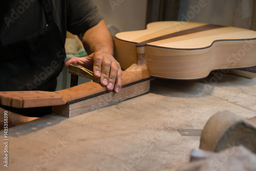 Luthier at work in his workshop