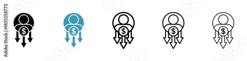 Reduce labor costs vector icon logo or illustration