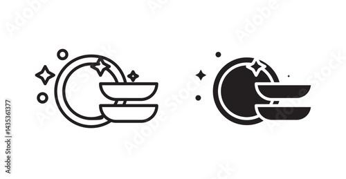 Washing dishes icons. Vector isolated elements concept