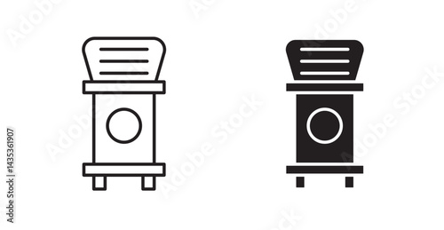 Trash compactor icons. Vector isolated elements concept