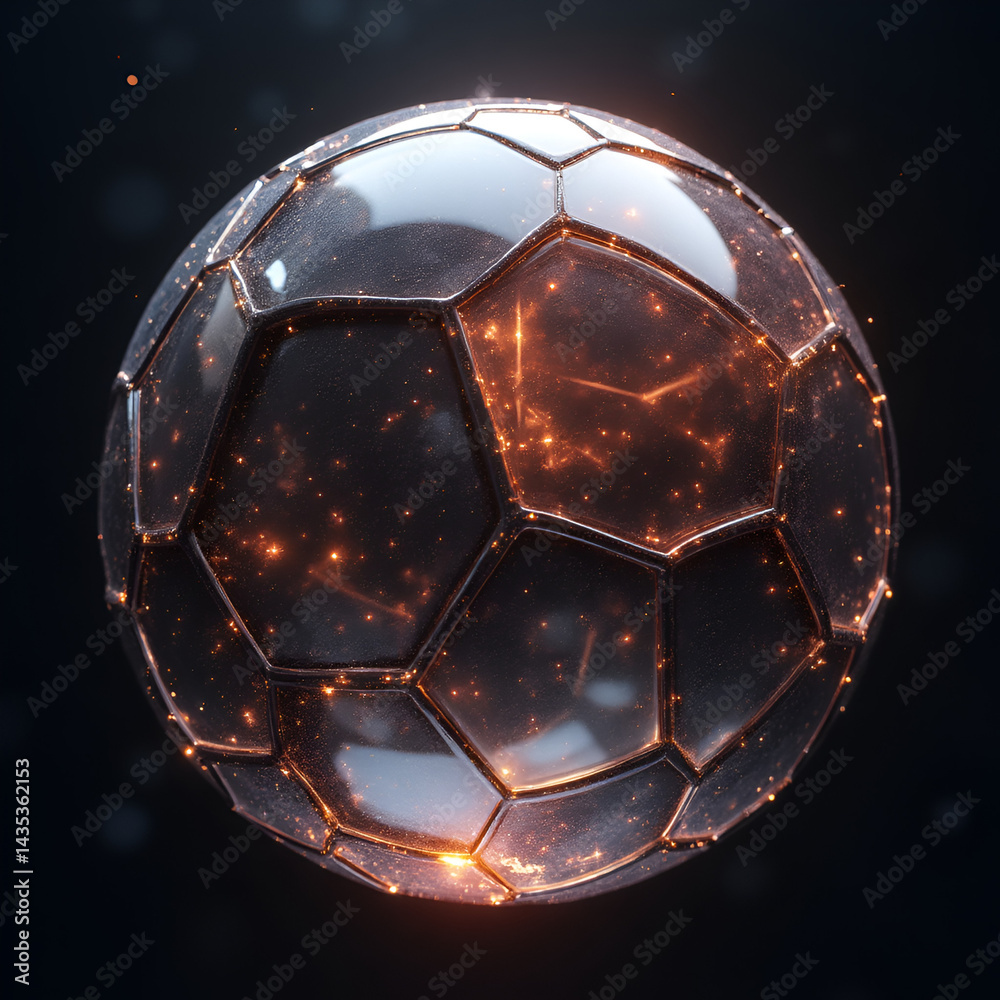 Naklejka premium soccer ball on black background