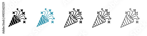Confetti popper vector icon logo or illustration