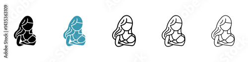 Breastfeeding vector icon logo or illustration