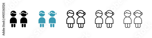 Boy and girl vector icon logo or illustration