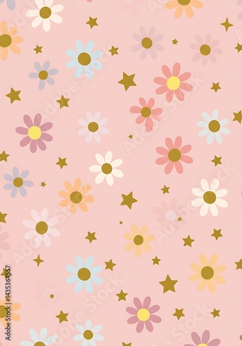 Pastel Bloom & Golden Stardust AI Generated