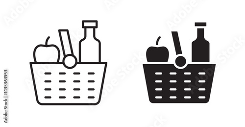 Picnic basket icons. Vector isolated elements concept