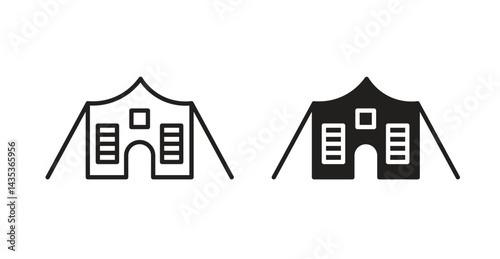 Military tent icons. Vector isolated elements concept