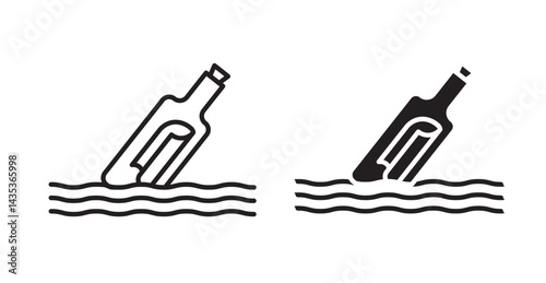 Message In a Bottle icons. Vector isolated elements concept