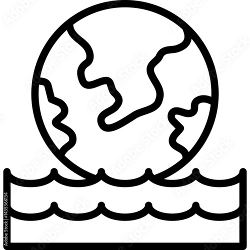 ocean icon illustration design with outline