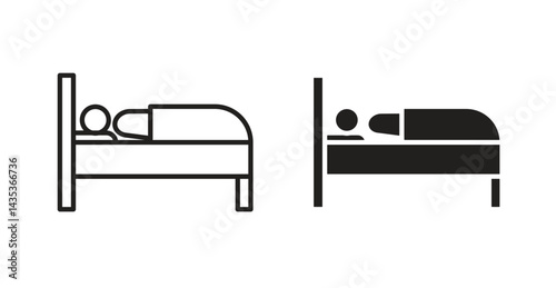 Laying in bed icons. Vector isolated elements concept