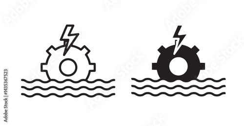 Hydraulic energy icons. Vector isolated elements concept