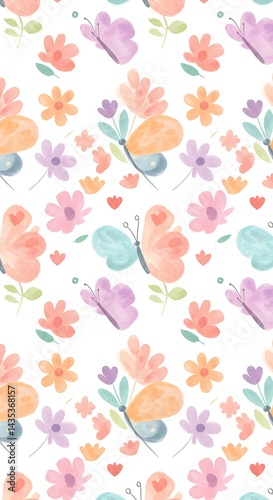 Wallpaper Mural Pastel Flutter: A Floral Dream AI Generated Torontodigital.ca