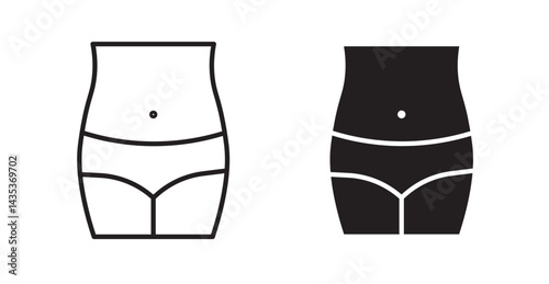 Female hips and waist icons. Vector isolated elements concept