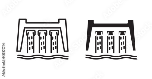 Dam icons. Vector isolated elements concept