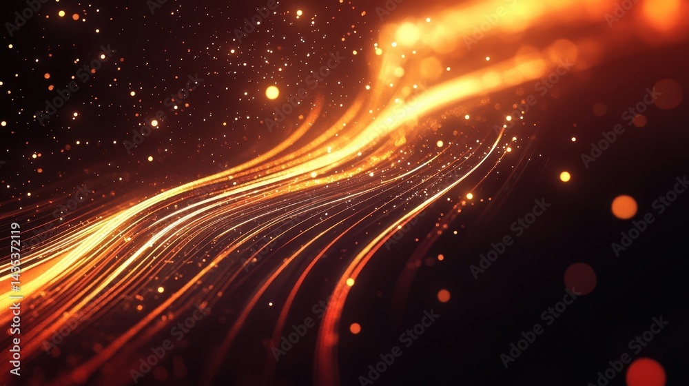 Obraz premium golden abstract light trails background
