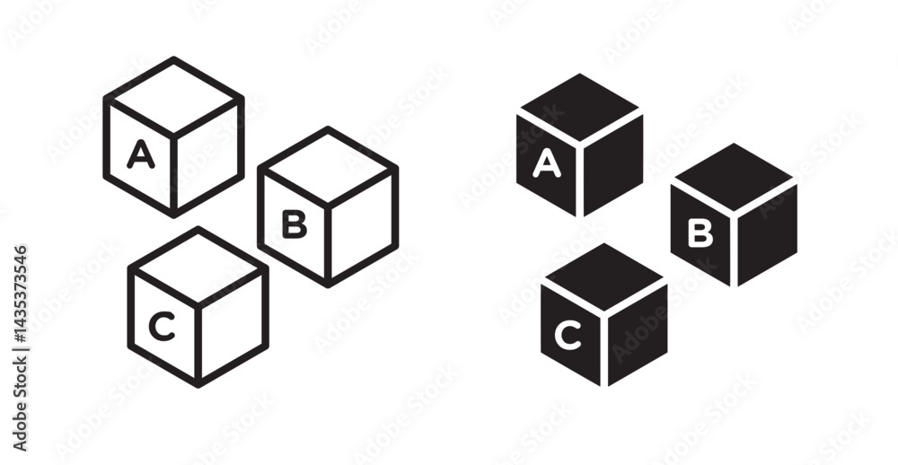 Baby ABC cubes icons. Vector isolated elements concept