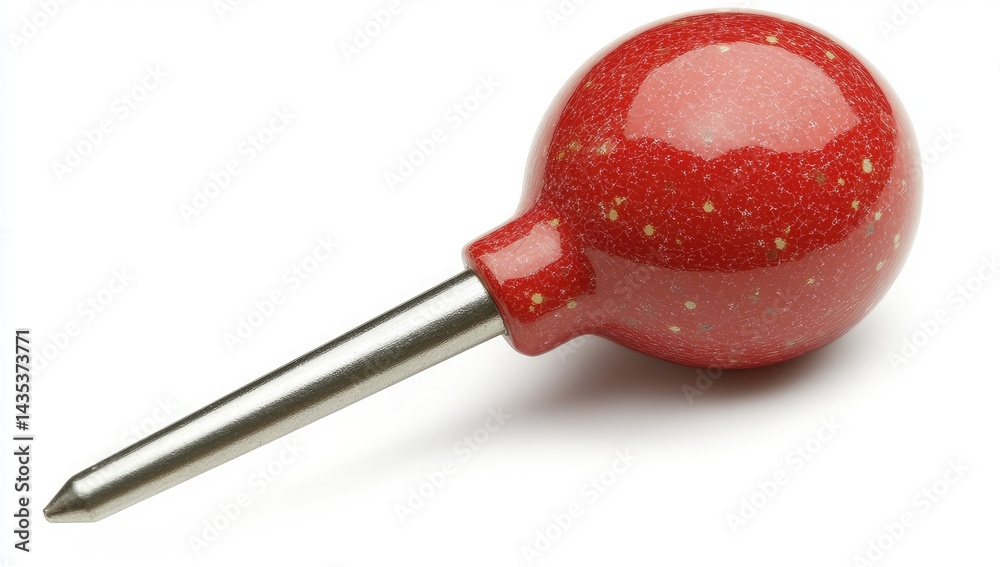 Red speckled ball-ended stylus with metallic shaft Red speckled ball-ended stylus with metallic shaft
