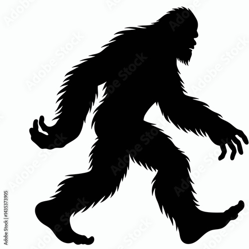 Bigfoot Walking Hand in Hand. Sasquatch cartoon clipart. Cryptid striding palm to palm legendary primate bonding woodland creature trek.