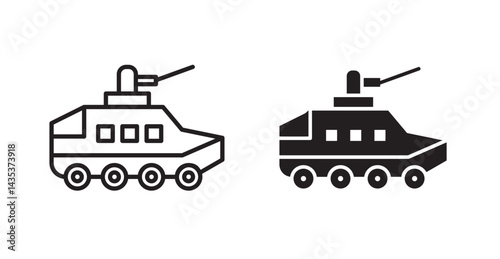 Armored vehicle icons. Vector isolated elements concept
