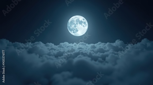 Majestic Moonlit Night Over Serene Clouds: A Captivating Display of Nature’s Beauty