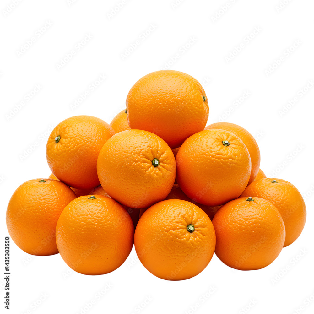 Oranges Arranged in Pyramid on Transparent Background Oranges Arranged in Pyramid on Transparent Background