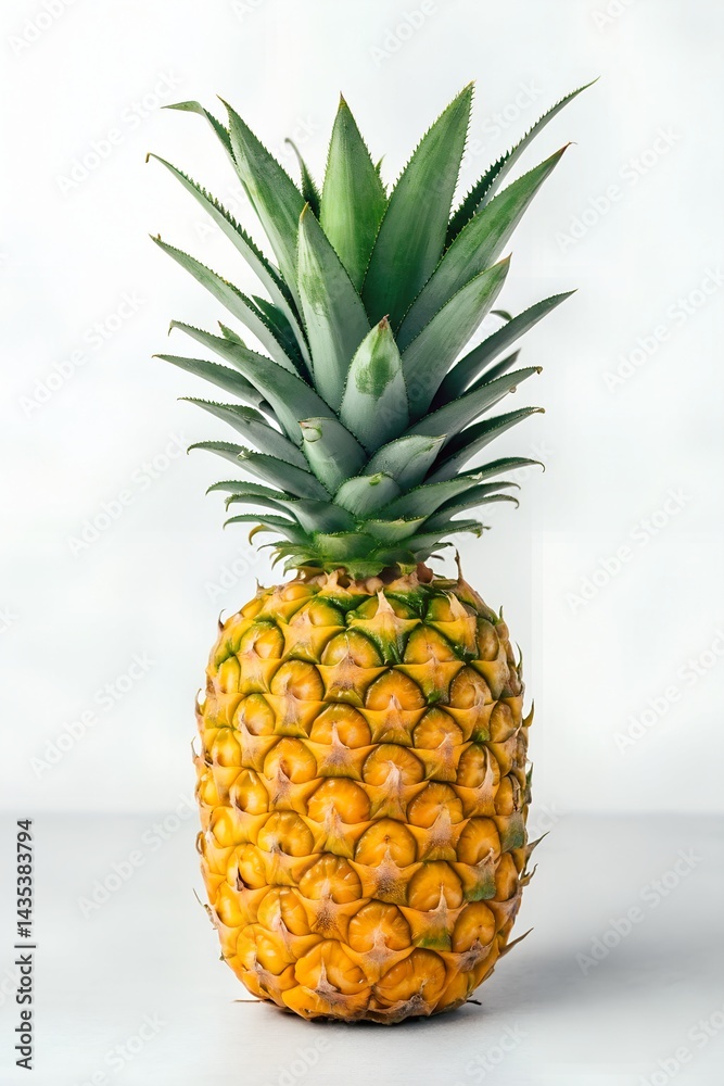 Fototapeta premium Tropical Pineapple Capturing the vibrant allure of a ripe pineapple, displaying its intricate texture and refreshing essence, inviting a taste of the tropics.